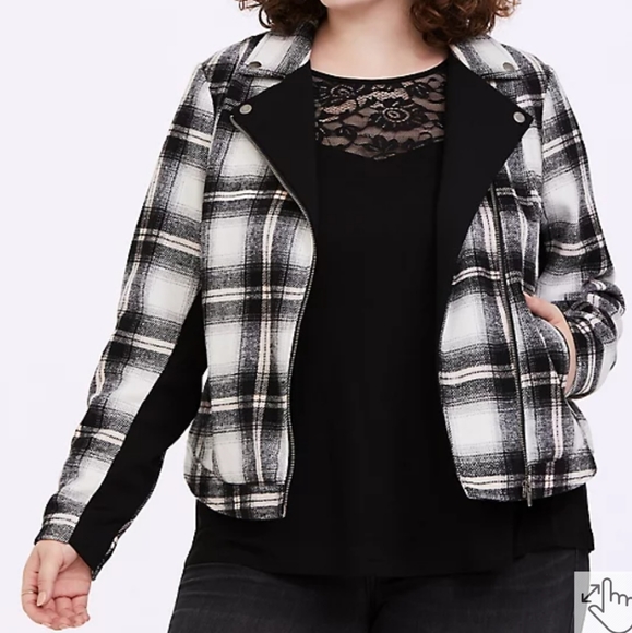 Torrid wool-blend FLANNEL MOTO JACKET - Picture 2 of 16